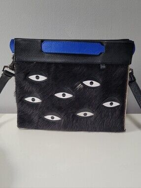 Min & Mon Small Vali Crossbody In All Over Eyes Print And Calfhair